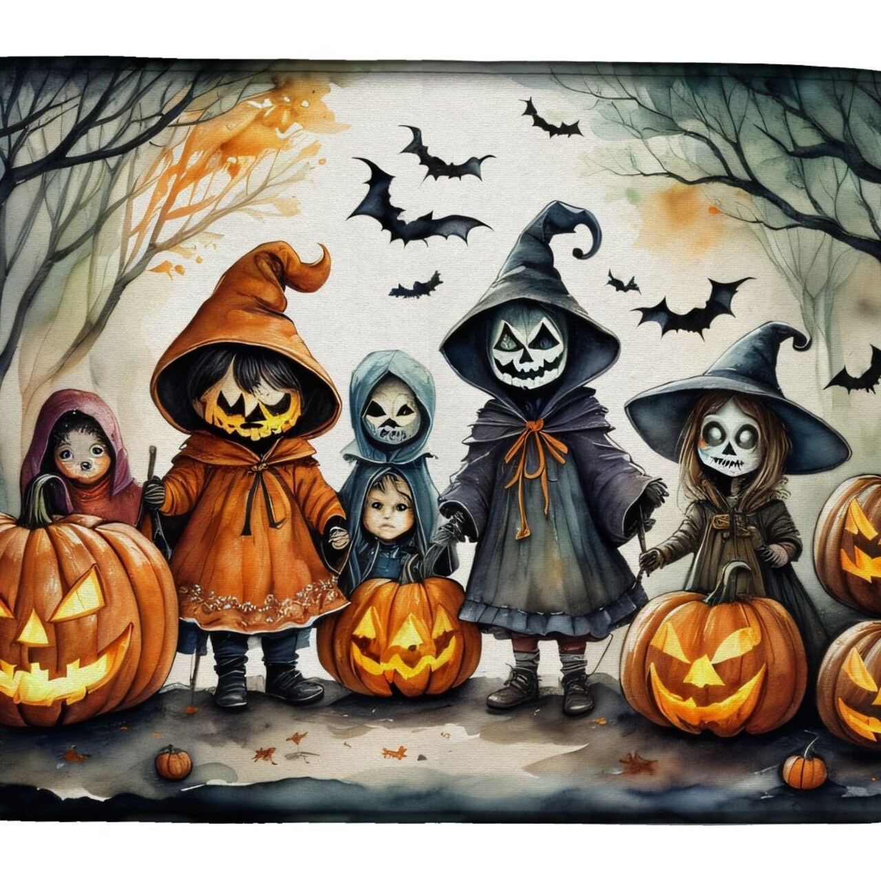 Edge Collections - 14" x 22" - Multicolor - Trick Or Treaters Halloween Dish Drying Mat - 1 Piece